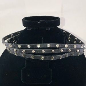 Black leather choker necklace with Studs.